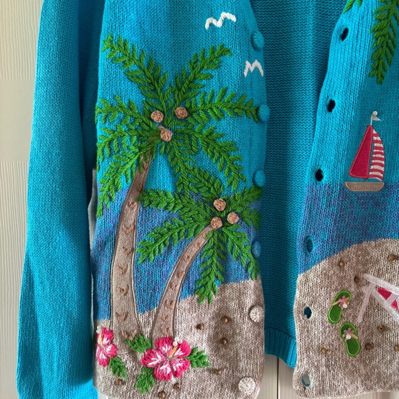 Vintage Timberlea Blue Beach Cardigan Sweater - Picture 2 of 5